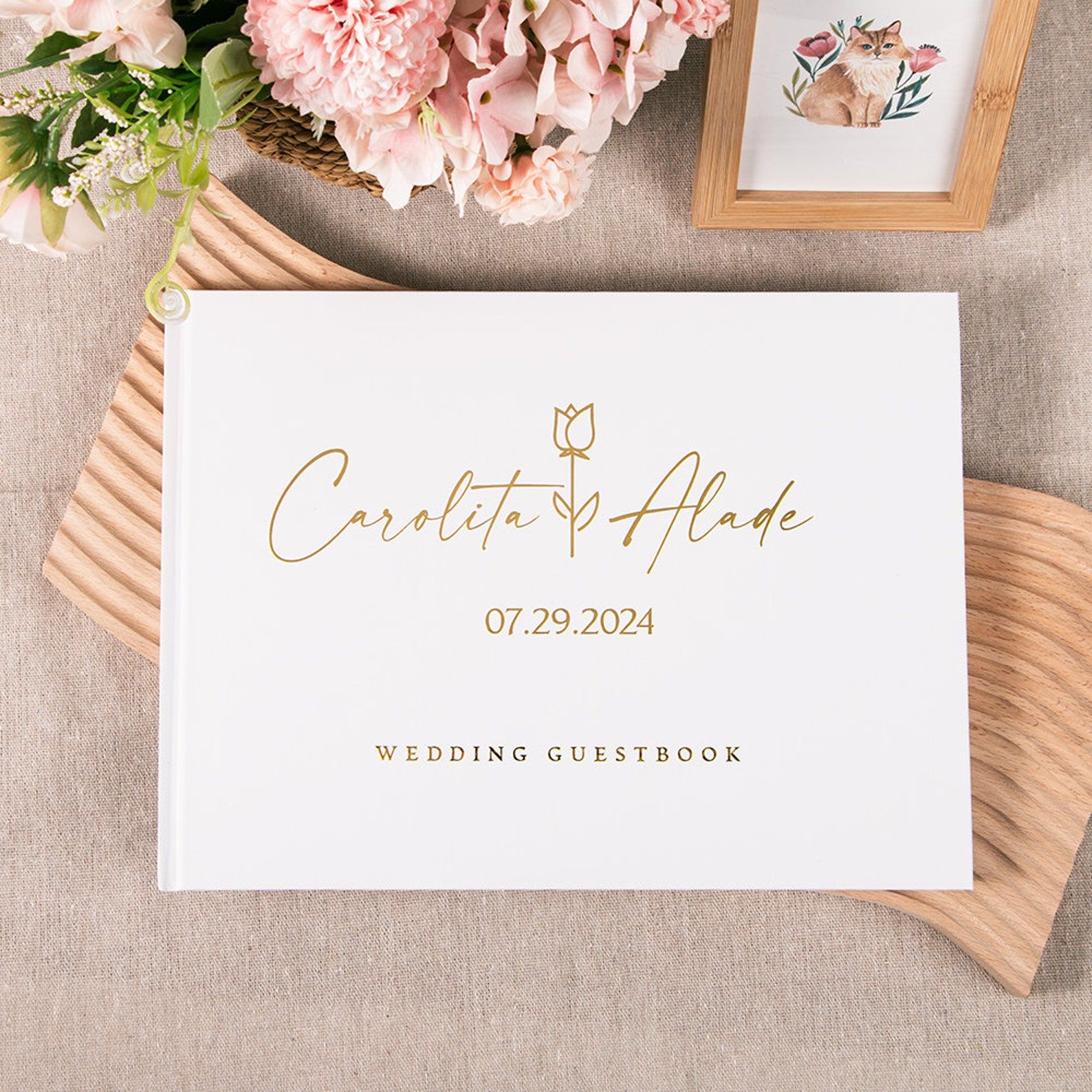 사용자 정의 결혼식 방명록 개인화 된 방명록 로그인 약 - Custom Photo Book 리뷰 및 가격