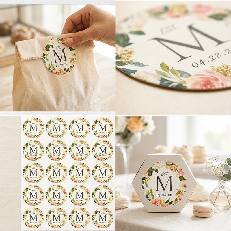 맞춤형 스티커 개인화된 날짜 수채화 블러쉬 화이트 모란 - Personalized Name Box 리뷰 및 가격