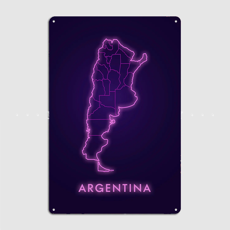 아르헨티나 네온 지도 금속 간판 펍 클럽 멋진 네온 빈 - Custom Map Poster 리뷰 및 가격